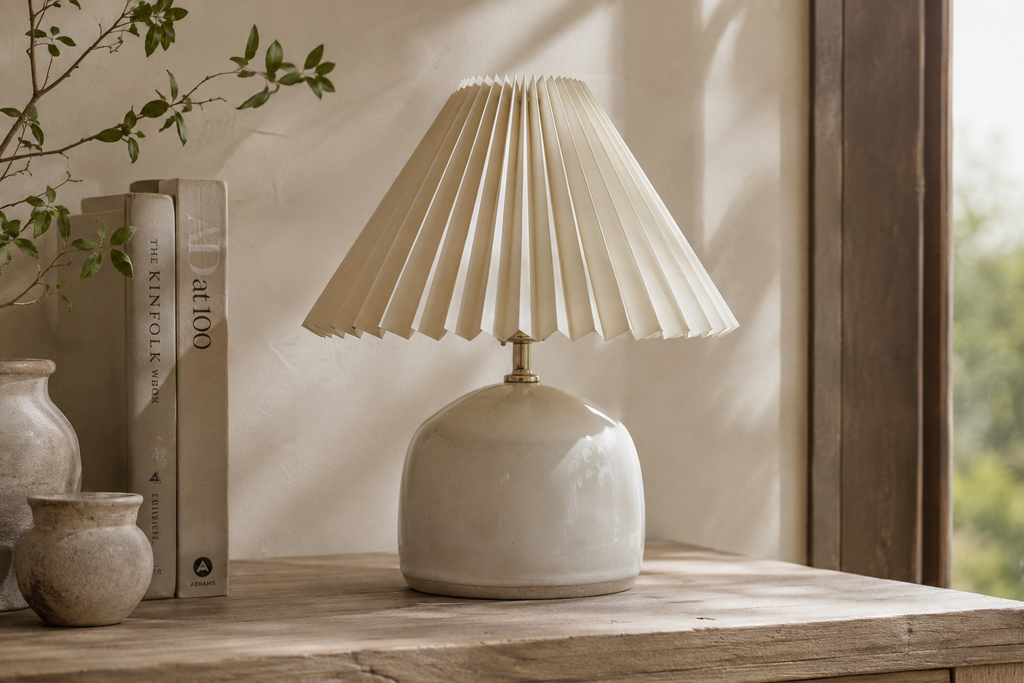 Elegant Pleated Ceramic Table Lamp