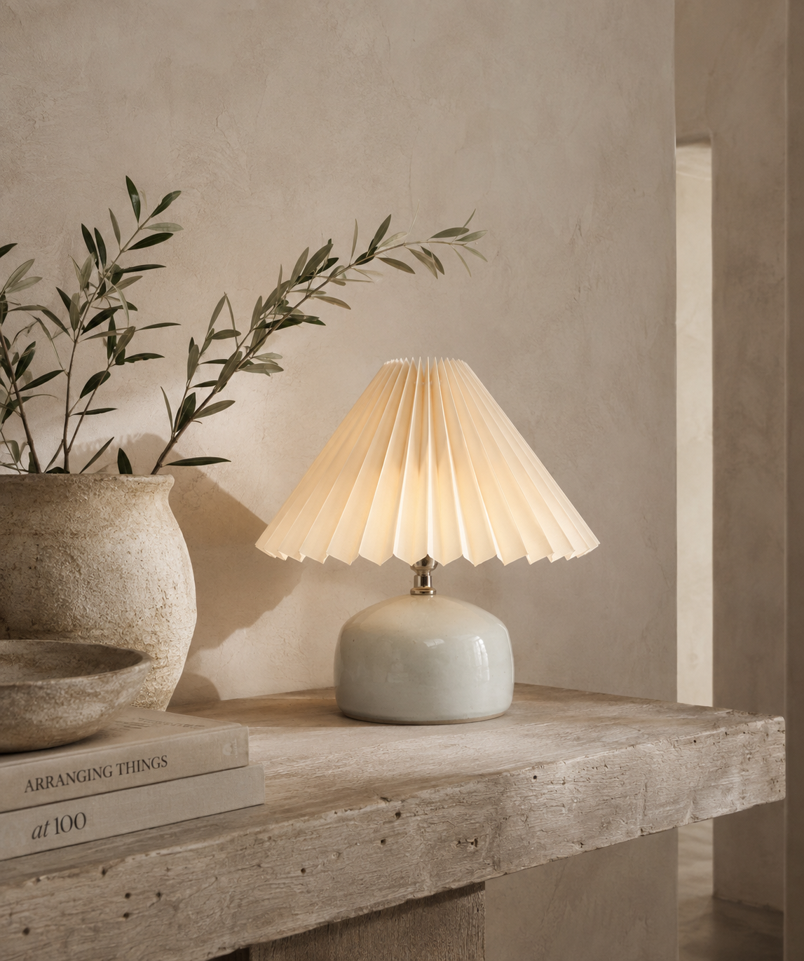Elegant Pleated Ceramic Table Lamp